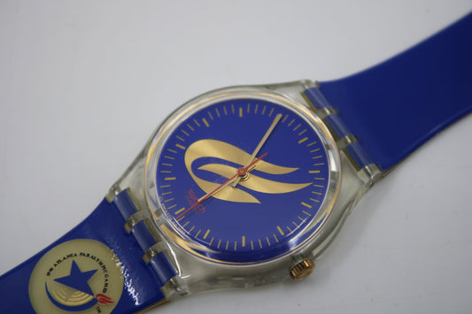 NEW OLD STOCK 1996 Vintage Olympic Gents Swatch 'Starfire' GK234, working 100% with the original strap