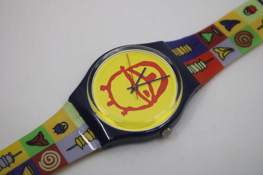 1999 Vintage Gents Swatch 'Africa BBQ' GN179, New Old Stock, Never Worn working 100%, with the original Swatch strap
