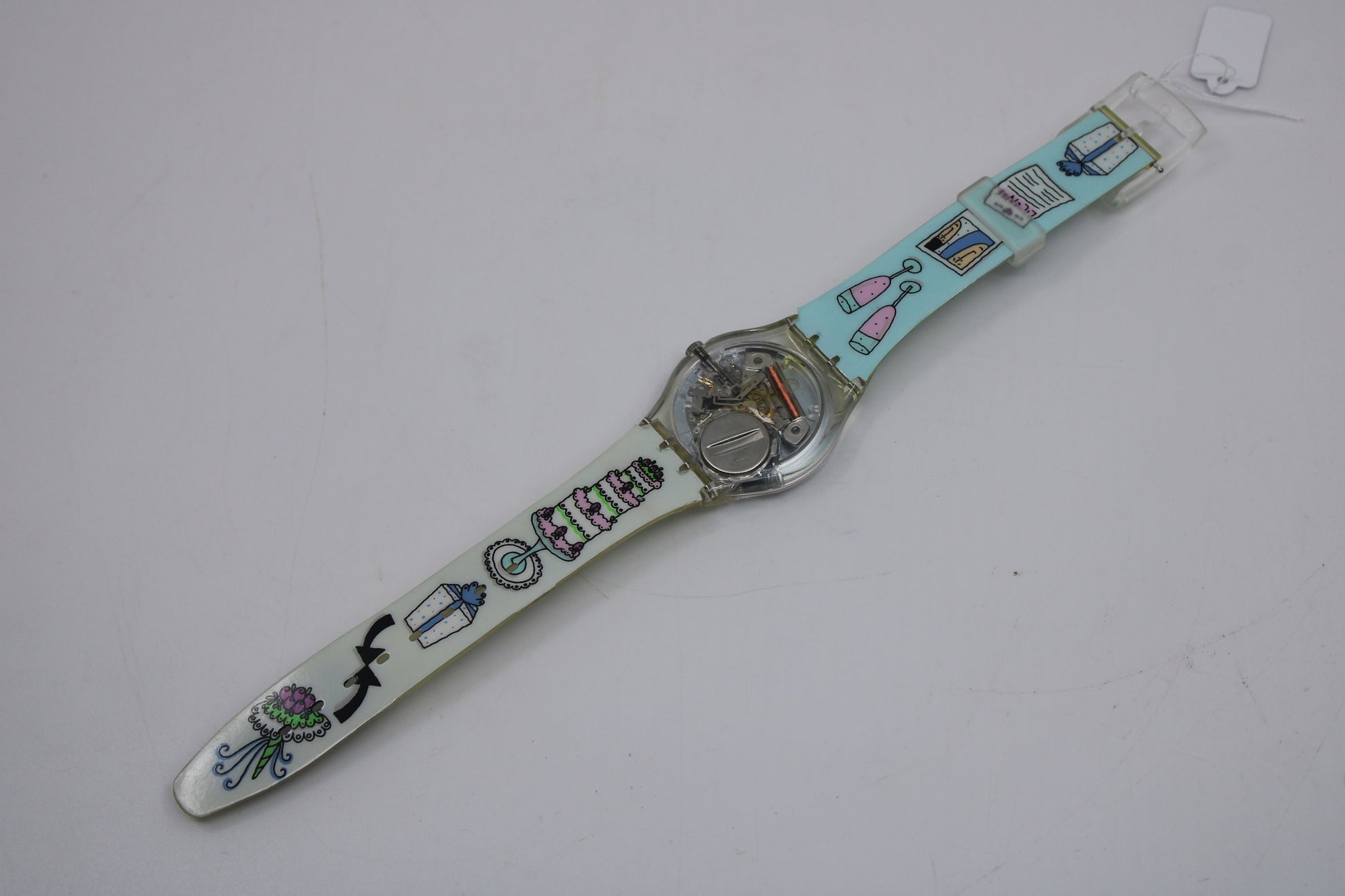 NEW OLD STOCK 1999 Vintage Gents Swatch 'White Wedding' GV110, working 100% with the original strap