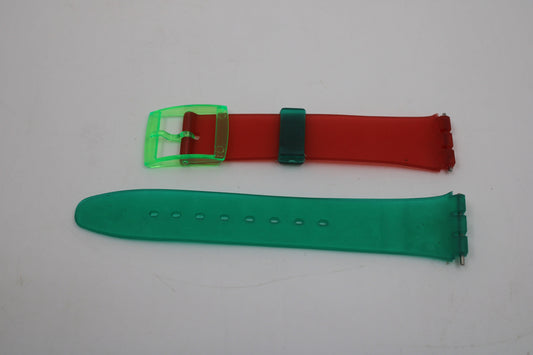 1985 and 1986 Swatch Gents 17mm, REVERSE 'Sir Swatch' and 'Mc Gregor', GB111 and GJ100, NON-original brandnew strap