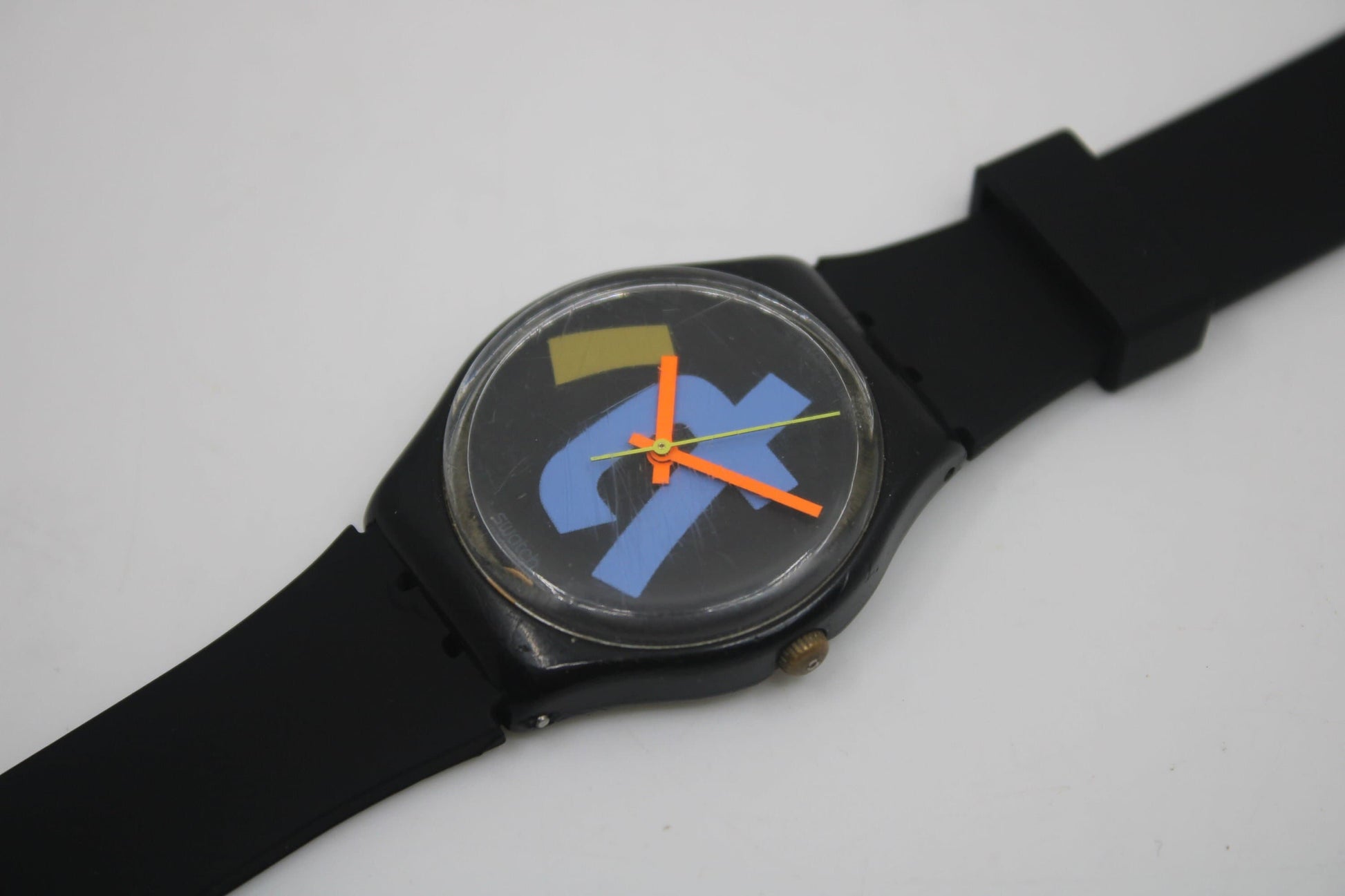1989 Vintage Gents Swatch 'Harajuku' GB124, GOOD, much used condition with BRANDnew, NON-original strap