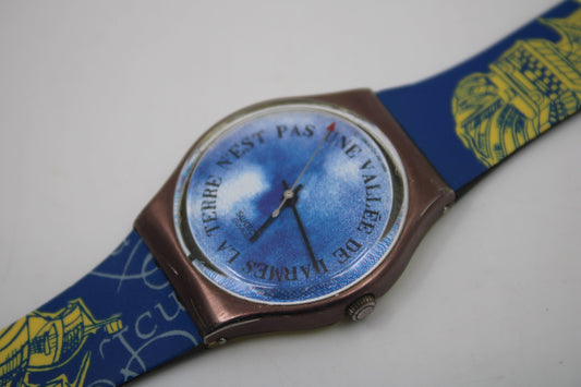 1989 Vintage Gents Swatch, 'Croque Monsieur', GX112, NO box, In NICE, USED Condition, 100% working, Original Strap