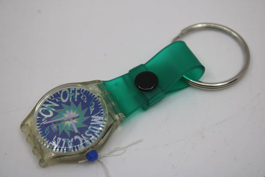 Unique, Vintage Swatch Keychain, SLK100, 1993, 'Tone in Blue', made from recycled, NON-working Gents Swatch watch