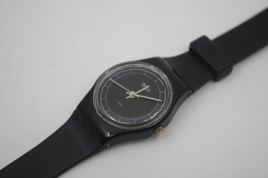 Swatch, Ladies, 1984, 'High Tech', LB102, nice, used condition, Brand New Black Strap