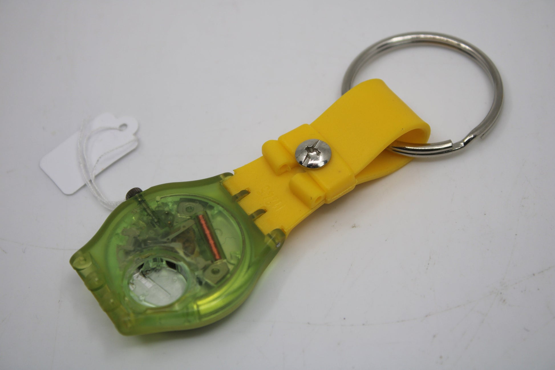 Unique, Vintage Swatch Keychain, GG116, 1992, 'Frische Fische', made from recycled, NON-working Gents Swatch watch