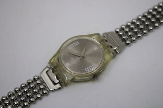 2001, Lady Swatch, 'Silver Fall' , LW130, No Box, with beautiful metal strap