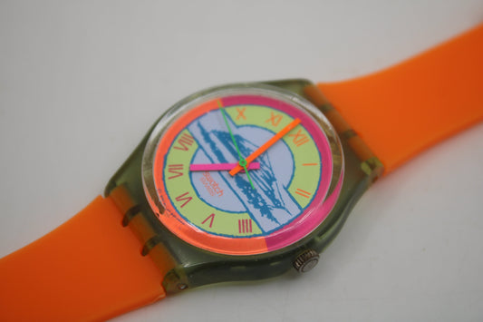 1993, Swatch, Gents, 'Postcard', GN127, Nice, Used Condition, 100% working, NON-original strap