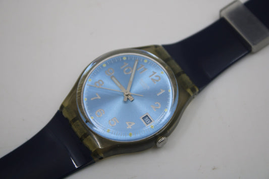 2000, 17mm Gents Swatch, 'Blue Choco', G415, rough condition, in perfect working order!