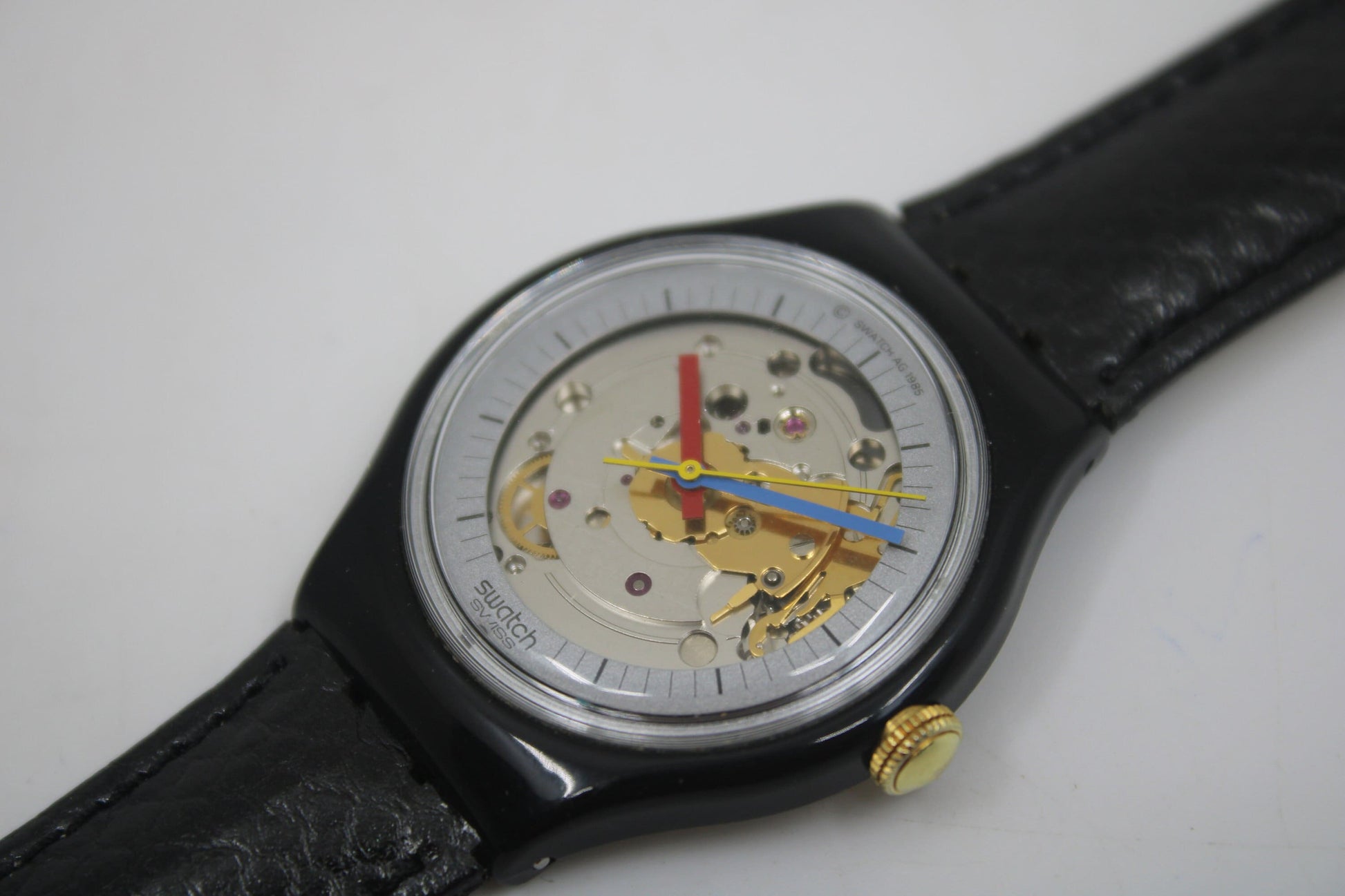 1985 UNIQUE 'Jelly Fish' Vintage Gents Automatic Swatch GK100, NO box, WORKING perfectly, with Brand New Swatch leather strap