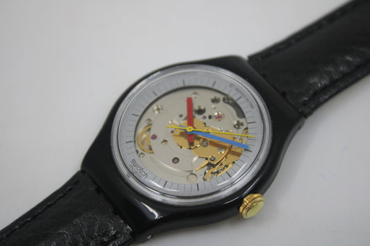 1985 UNIQUE 'Jelly Fish' Vintage Gents Automatic Swatch GK100, NO box, WORKING perfectly, with Brand New Swatch leather strap
