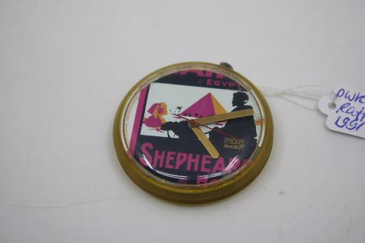 1991, Swatch, PopSwatch, 'Raffles', PWK140, nice, but used condition, NO strap and NO ring