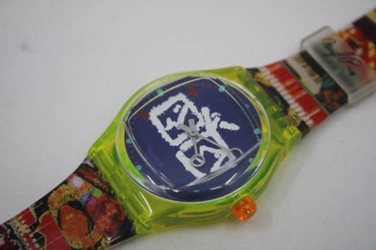 1995, Vintage Gents Musicall Swatch, 'Zapping', SLZ104, NO box, in a NEW Old STOCK, Unused Condition, 100% working