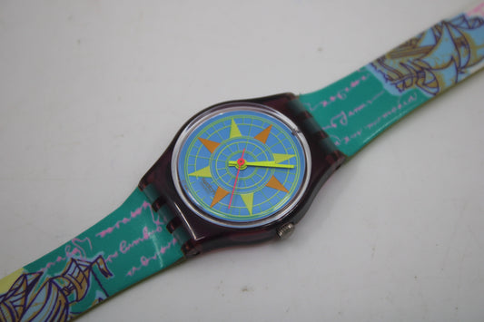 1991 'Compass' Vintage ladies Swatch, LV100, NO box, working 100%, New Old Stock, Unused Condition