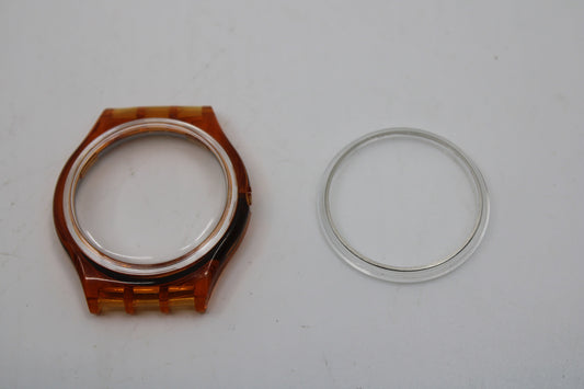 New Old Stock case for Automatic Swatch, Clear Orange, Never Used