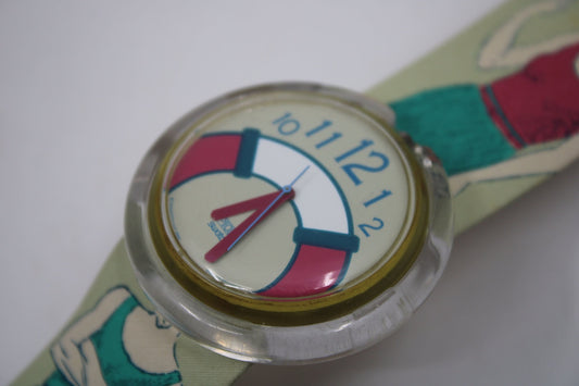 1993, Vintage PWK180 Pop Swatch, 'The Life Saver', NO box, Working 100%, BRANDNEW strap